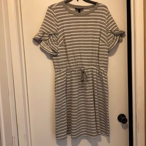 Gray and White Striped Dress